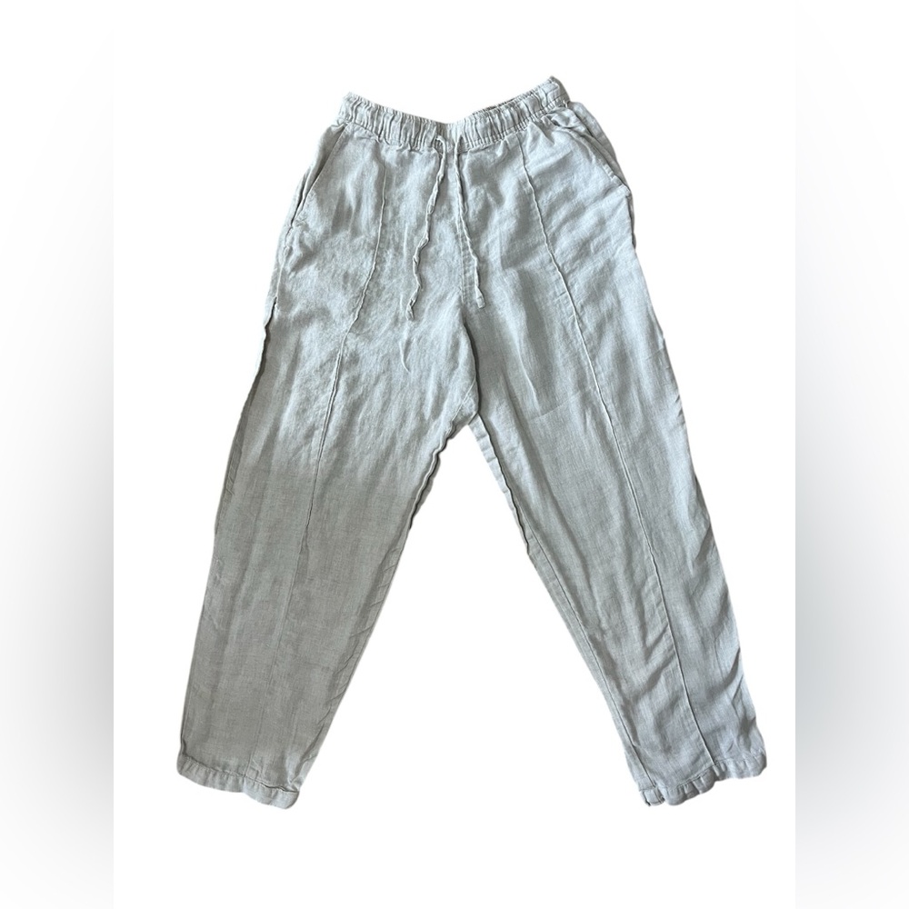 OYSHO Beige linen pants for women
